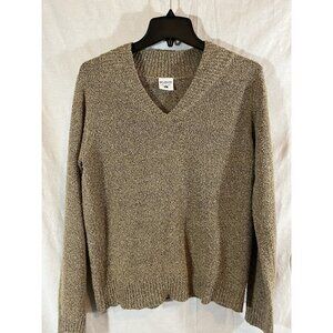 Columbia Women’s Large Long Sleeve Speckled Tan Knit V-Neck Sweater